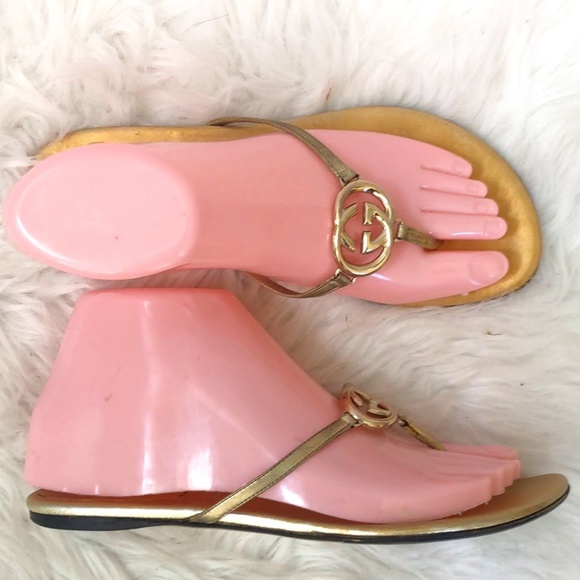 Gucci Gold Leather Women's Slipper Flats Made In Italy Size 6 - Picture 1 of 10